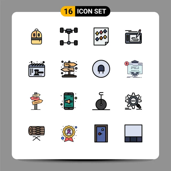 Universal Icon Symbols Group Modern Flat Color Filled Lines Pad — Διανυσματικό Αρχείο