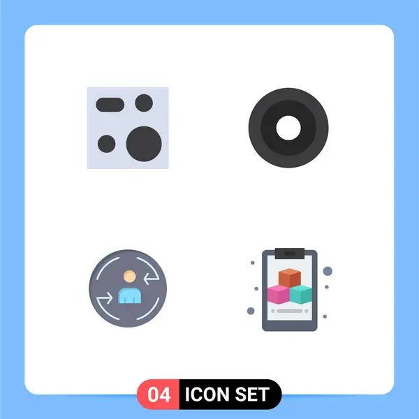 Set Vector Flat Icons Grid Cooking Peturning Plate Interface Digital — Stock Vector