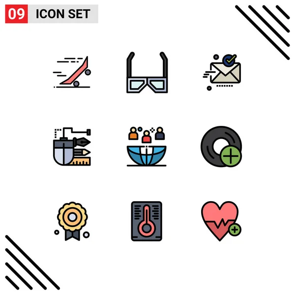 Stock Vector Icon Pack Líneas Signos Símbolos Para Pluma Ratón — Vector de stock