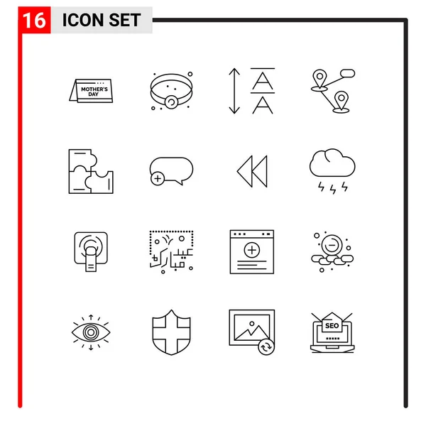 16创意图标评论 拼图游戏 教育编辑向量设计元素的现代符号和符号 — 图库矢量图片