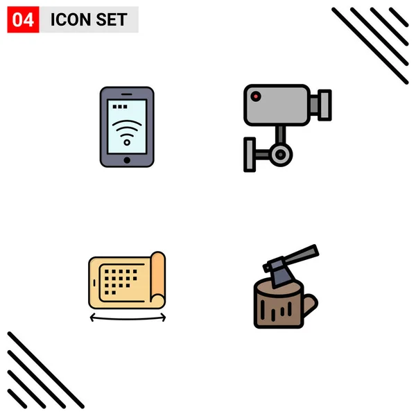 Set Modern Icons Sysymbols Signs Mobile Mobile Wifi Security Technology — Vector de stock