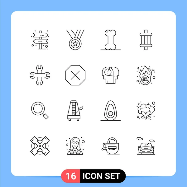 Universal Icon Symbols Group Modern Outlines Wrench Options Health Tools — Vetor de Stock