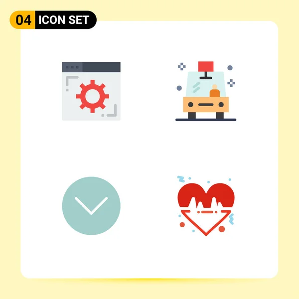 Thematic Vector Flat Icons Editable Sysymbols Browser Media Web Page — Vector de stock