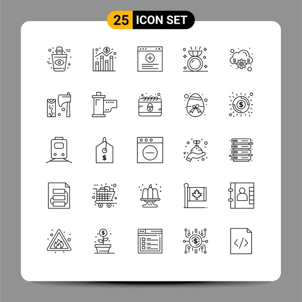 Creative Icons Modern Signs Sysymbols Online Cloud Browser Ring Engagement — Vector de stock