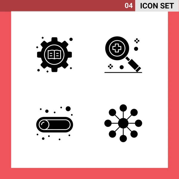 Universal Solid Glyphs Set Web Mobile Applications Education Switch Book — Stockový vektor