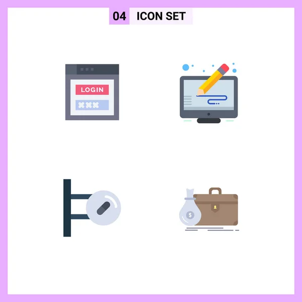 Interface Usuário Flat Icon Pack Modern Signs Symbols Internet Board —  Vetores de Stock