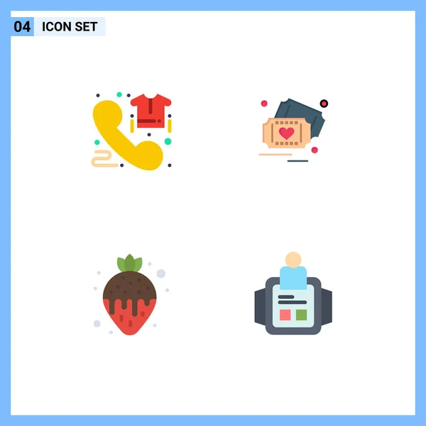 Creative Icons Modern Signs Sysymbols Call Dessert Order Love Strawberry — Vector de stock