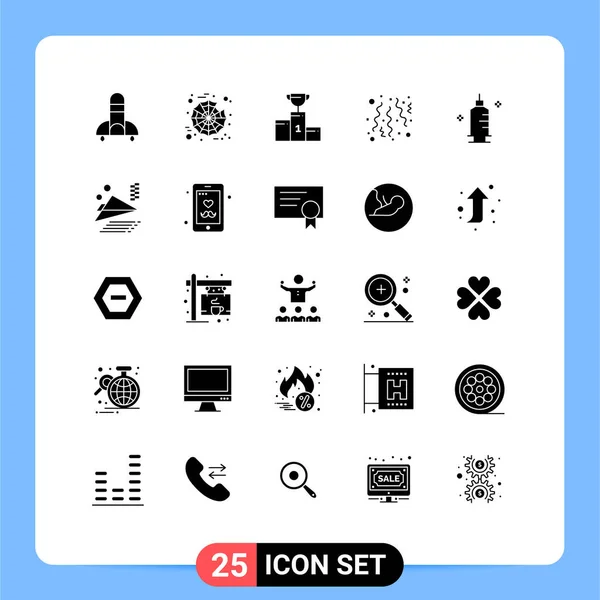 Set Modern Icons Symbols Signs Medicine Party Ceremony Confetti Birthday — Stock Vector