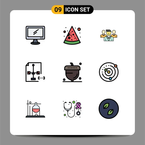 Creative Icons Modern Jelek Szimbólumok Makk Dokumentum Személyzet Fejlesztés Kódolás — Stock Vector
