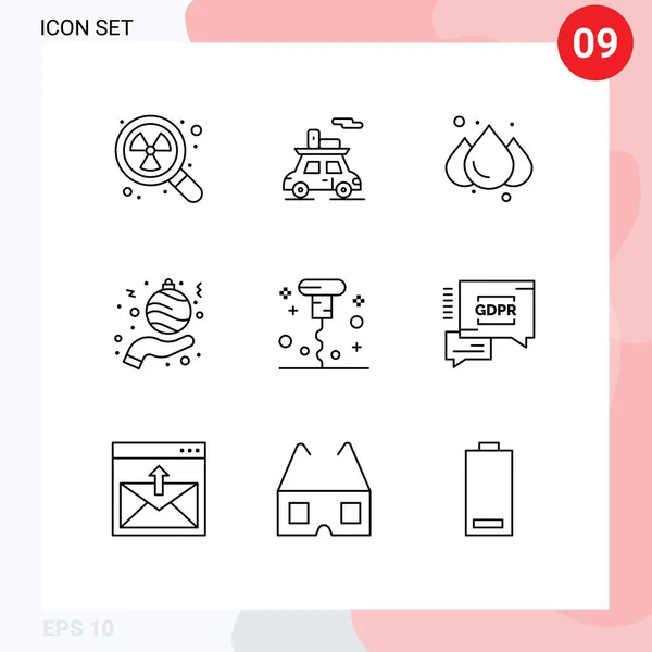 Universal Icon Symbols Group Modern Outlines Miscellaneous Bottle Rain Hand — Stock Vector