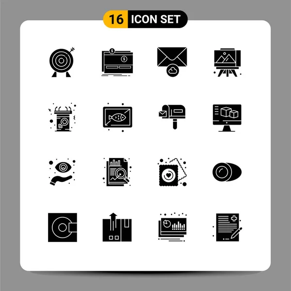 Set Modern Icons Symbols Signs Female Announcement Website Arts Easel — Stock Vector