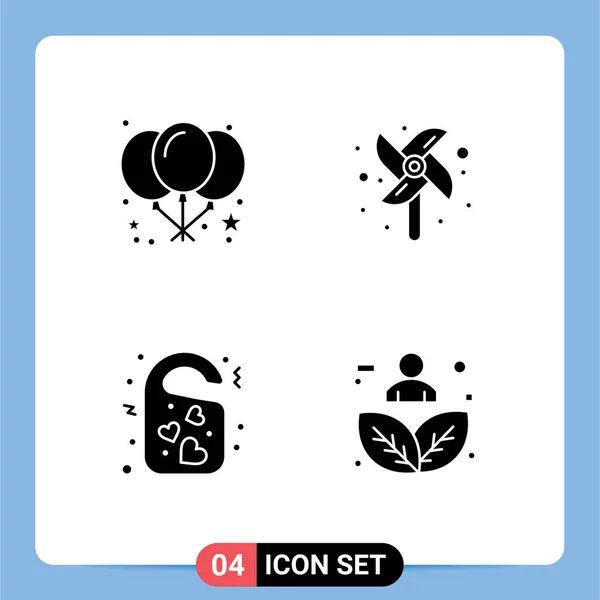 Universal Glyphs Solid Set Pentru Web Aplicații Mobile Balon Nunta — Vector de stoc