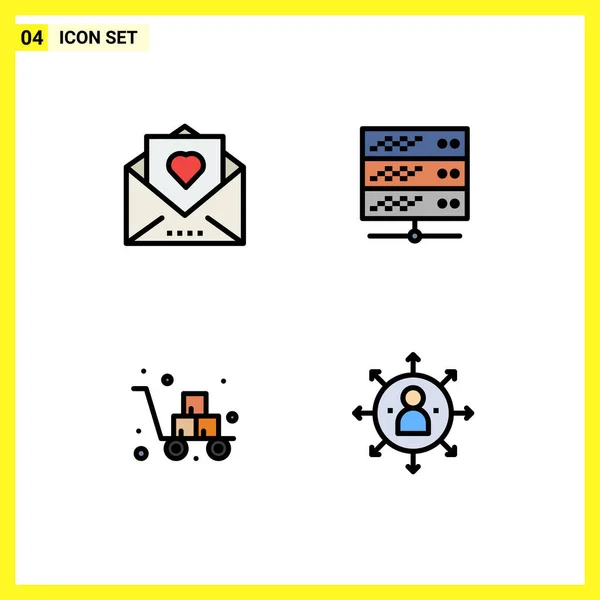 Kreative Symbole Moderne Zeichen Und Symbole Für Herz Kasten Mail — Stockvektor