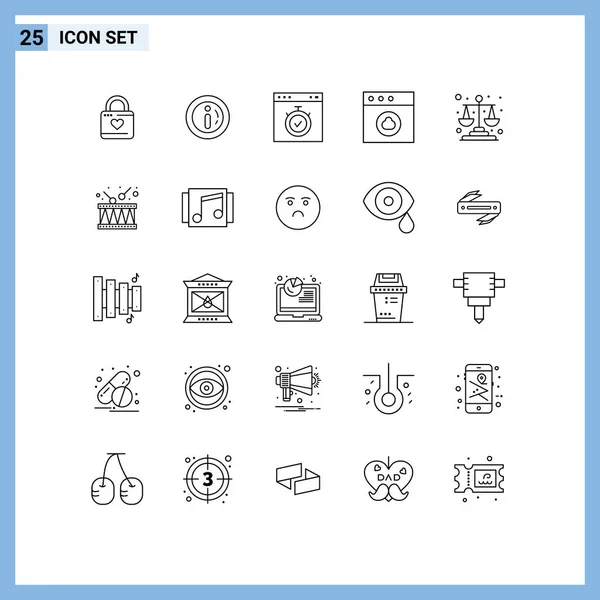 Conjunto Icones Modernos Símbolos Sinais Para Equilíbrio Nuvem Compras Aplicativo — Vetor de Stock