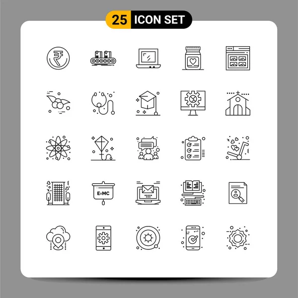 Stock Vector Icon Pack Líneas Signos Símbolos Para Corazón Medicina — Vector de stock