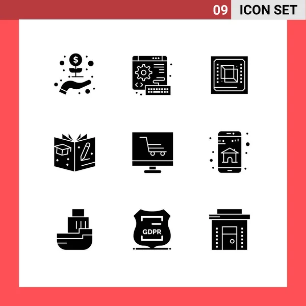 Pack Modern Solid Glyphs Jelek Szimbólumok Web Print Media Mint — Stock Vector