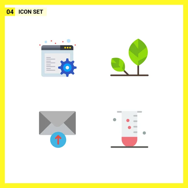 Universal Flat Icons Set Web Mobile Applications Browser Message Earth — Stock Vector