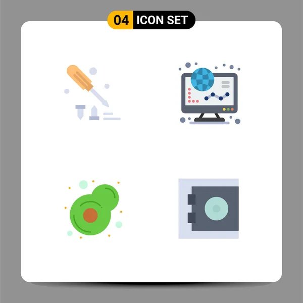 Mobile Interface Flat Icon Set Mit Piktogrammen Von Schraubenzieher Frühstück — Stockvektor