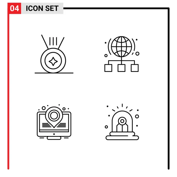 Stock Vector Icon Pack Líneas Símbolos Para Medallas Portavelas Internet — Vector de stock