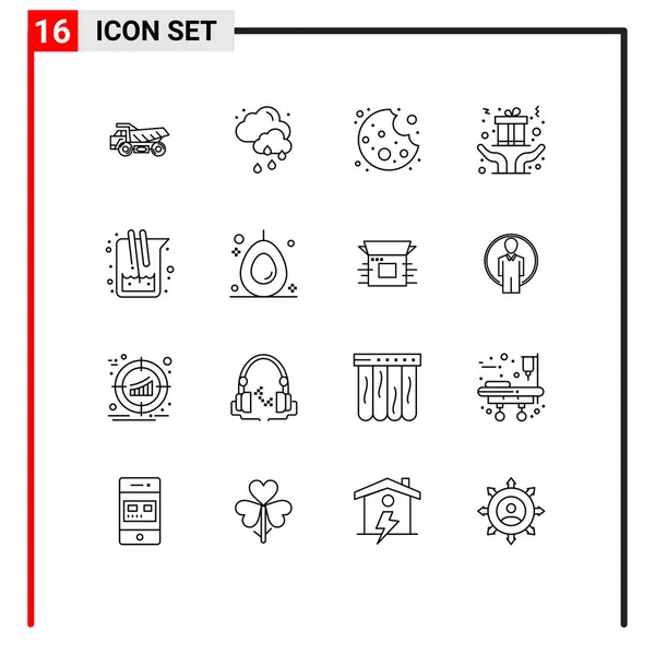 16个通用学习符号 礼品可编辑向量设计元素的概述套件 — 图库矢量图片