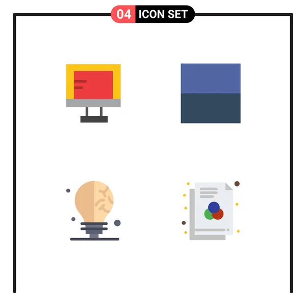 Modern Set Flat Icons Pictograph Számítógép Tudomány Iskola Elrendezés Formátum — Stock Vector
