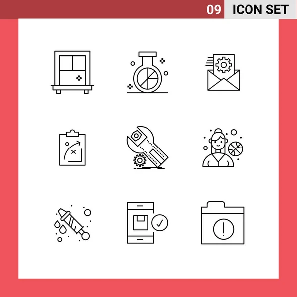 Pack Modern Outlines Signs Symbols Web Print Media App Market — Stock Vector