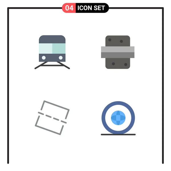 Modern Set Flat Icons Pictograph Metro Food Transportation Burger Photo — 스톡 벡터