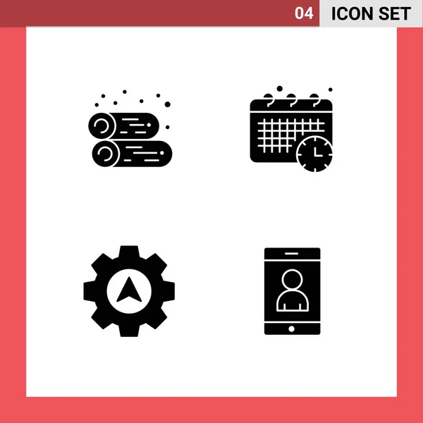 Universal Solid Glyphs Set Web Mobile Applications Cabin Cursor Firewood — Stockový vektor