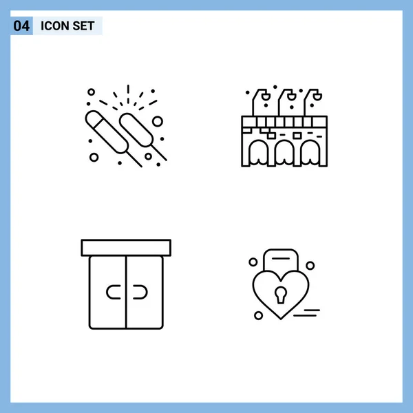 Set Mit Modernen Symbolen Symbole Zeichen Für Feier Schublade Gruppe — Stockvektor
