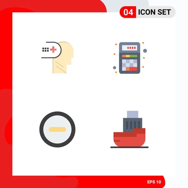 Modern Set Flat Icons Symbols Health Basic Mind Apps Editable — Stock Vector