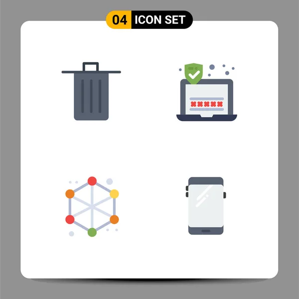 Pictogram Set Simple Flat Icons Basket Data Garbage Security Web — 스톡 벡터