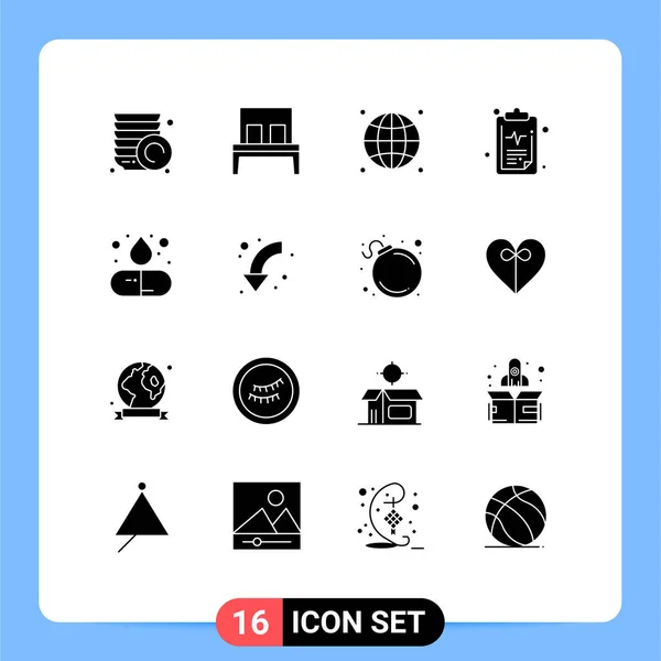 Set Modern Icons Sysymbols Signs Pill Capsule Focus Result Health — Vector de stock