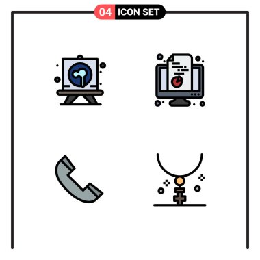 Çizim, çağrı, tahta, monitör, telefon düzenlenebilir vektör tasarım elementlerinin 4 yaratıcı dosya hattı düz renkleri paketi