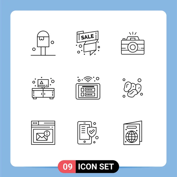 Set Vector Outlines Grid Access Stand Offer Cupboard Photo Editable — Archivo Imágenes Vectoriales