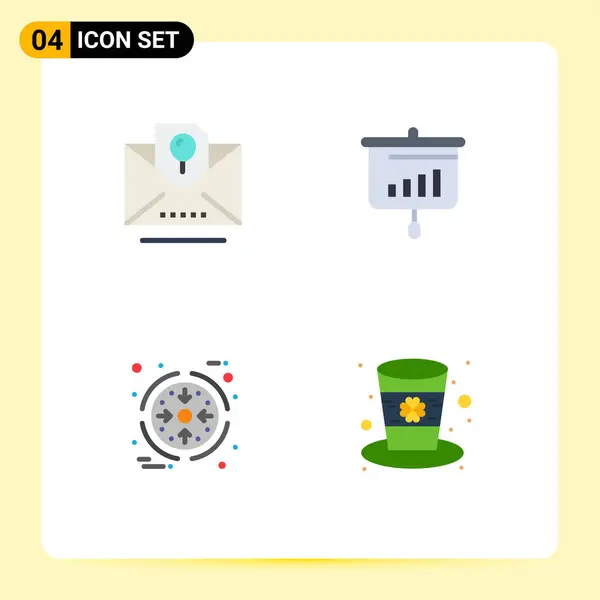 Vector Flat Icons Grid Envelope Business Party Sales Processing Editable — 스톡 벡터