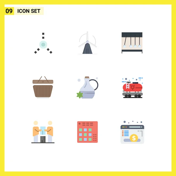 Pictogram Set Simple Flat Colors Eco Jug Medical Floral Essence — 스톡 벡터