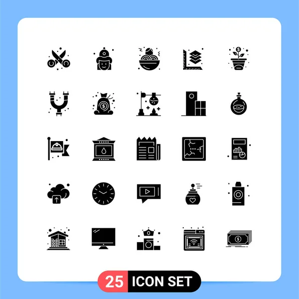 Set Modern Icons Sysymbols Signs Growth Layer Firemen Printing Food — Vector de stock