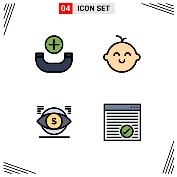 Icone Creative Segni Simboli Moderni Chiamata Finanza Bambino Occhio Browser — Vettoriale Stock