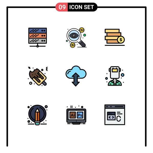 Conjunto Icones Modernos Símbolos Sinais Para Seta Comida Impostos Fast —  Vetores de Stock