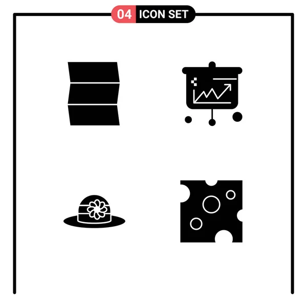 Icone Creative Segni Moderni Simboli Posizione Cappello Proiettore Business Formaggio — Vettoriale Stock