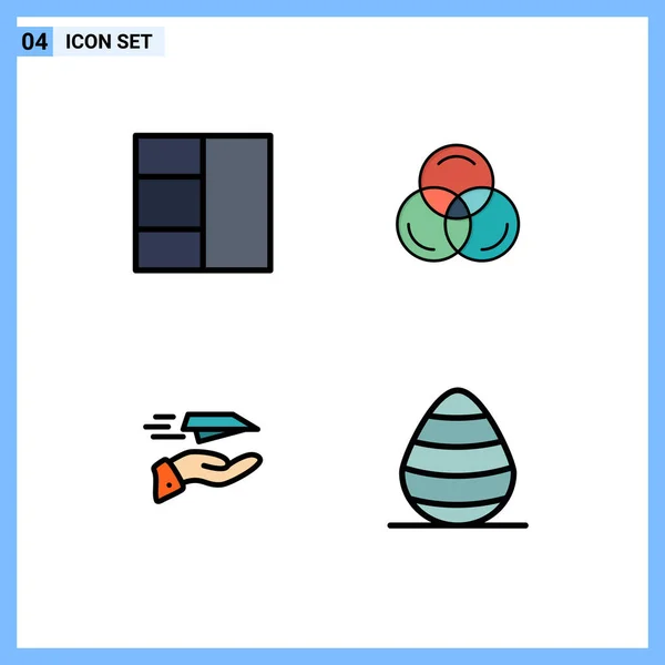 Confezione Creativi Filledline Flat Colors Grid Receive Color Mail Egg — Vettoriale Stock