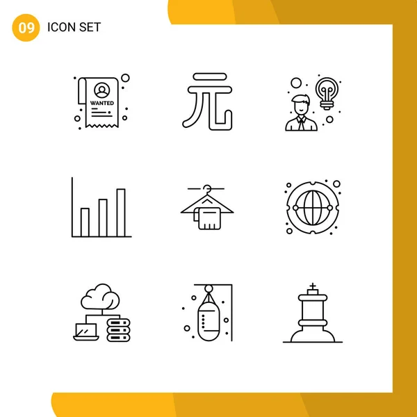 Set Modern Ikonok Szimbólumok Jelek Kommunikáció Szolgáltatás Ötlet Törölköző Szerkeszthető — Stock Vector