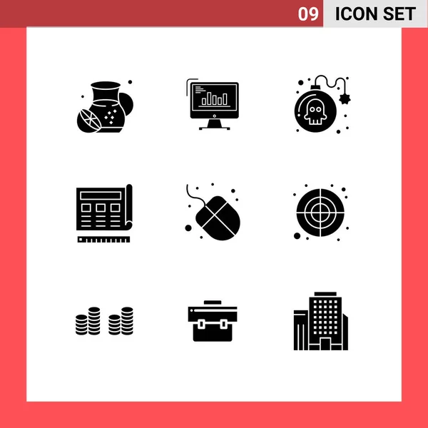 Interface Utilisateur Glyphe Solide Pack Signes Symboles Modernes Impression Plan — Image vectorielle