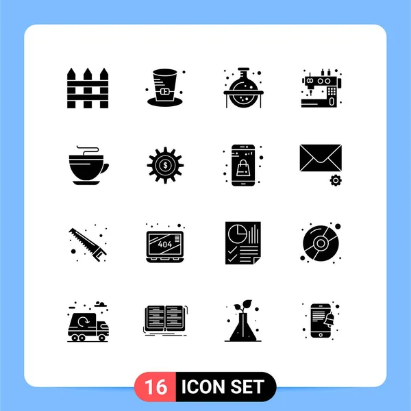 Set Modern Icons Sysymbols Signs Tea Sewing Chemical Sew Handcraft — Vector de stock