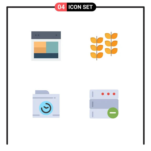 Mobile Interface Flat Icon Set Pictograms Design Camera Web Leafe — Vector de stock