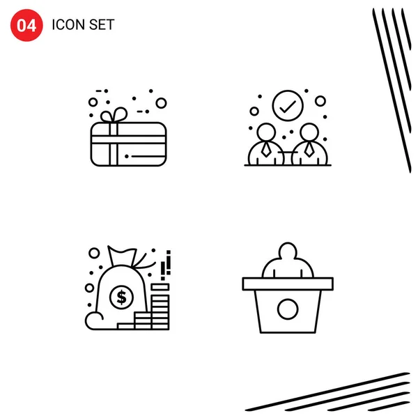 Vector Icon Pack Line Signs Symbols Gift Money Agreement Account — 스톡 벡터