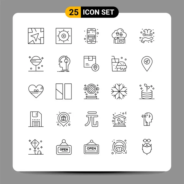 Pictogram Set Dari Simple Line Sale Buy Mobile Arrow Gift - Stok Vektor