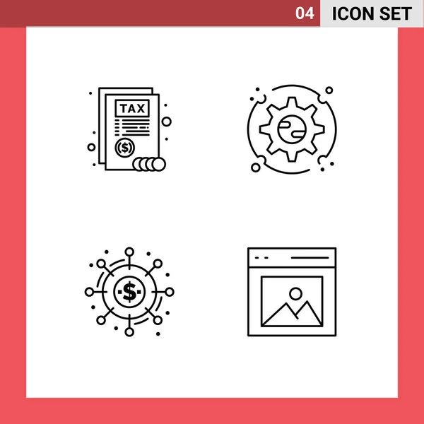 Universal Icon Symbols Group Modern Filledline Flache Farben Von Dokumenten — Stockvektor