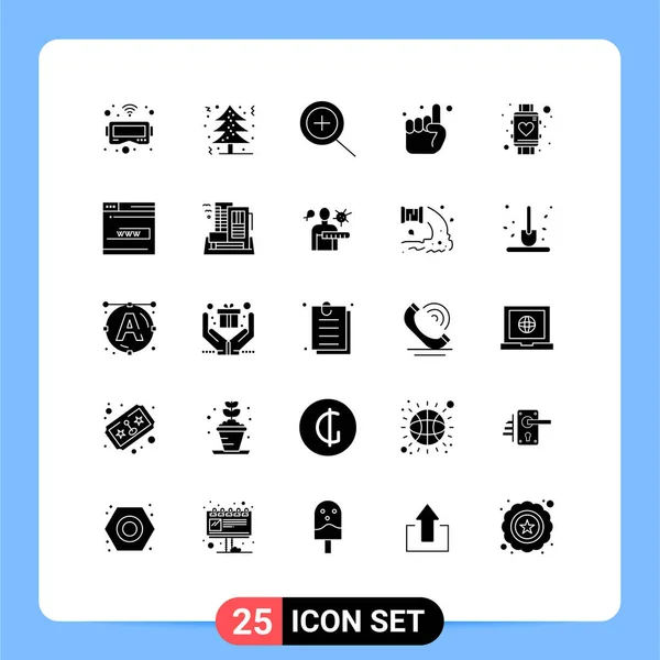 Set Commercial Solid Glyphs Pack Watch Smart Zoom Love Belive — Stock Vector