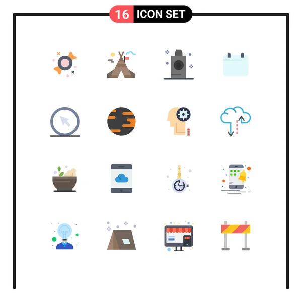 一组16个平面彩色标志和符号 用于点 可编辑的创意向量设计元素包 — 图库矢量图片